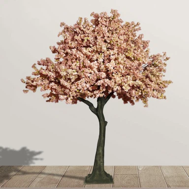Árvore de flor de cerejeira rosa como guarda-chuva com flores densas