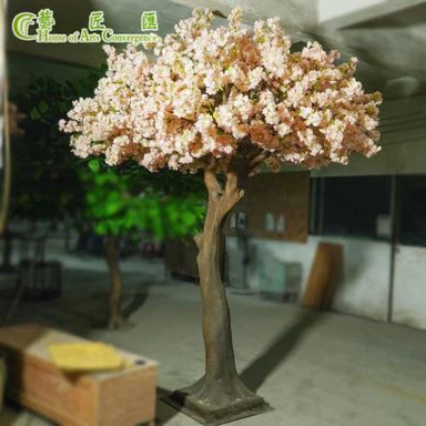 Árvore feita à mão em flor rosa falsa